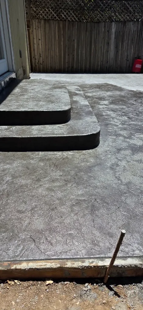 Stamped concrete steps and landing