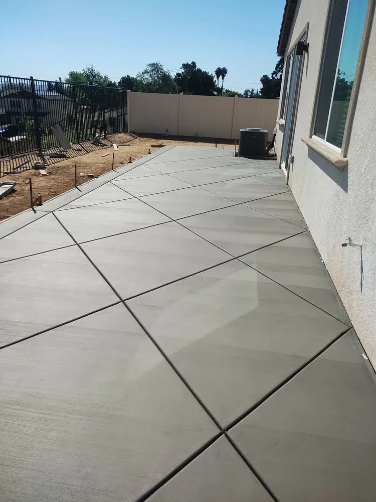 Concrete patio with visible control joints