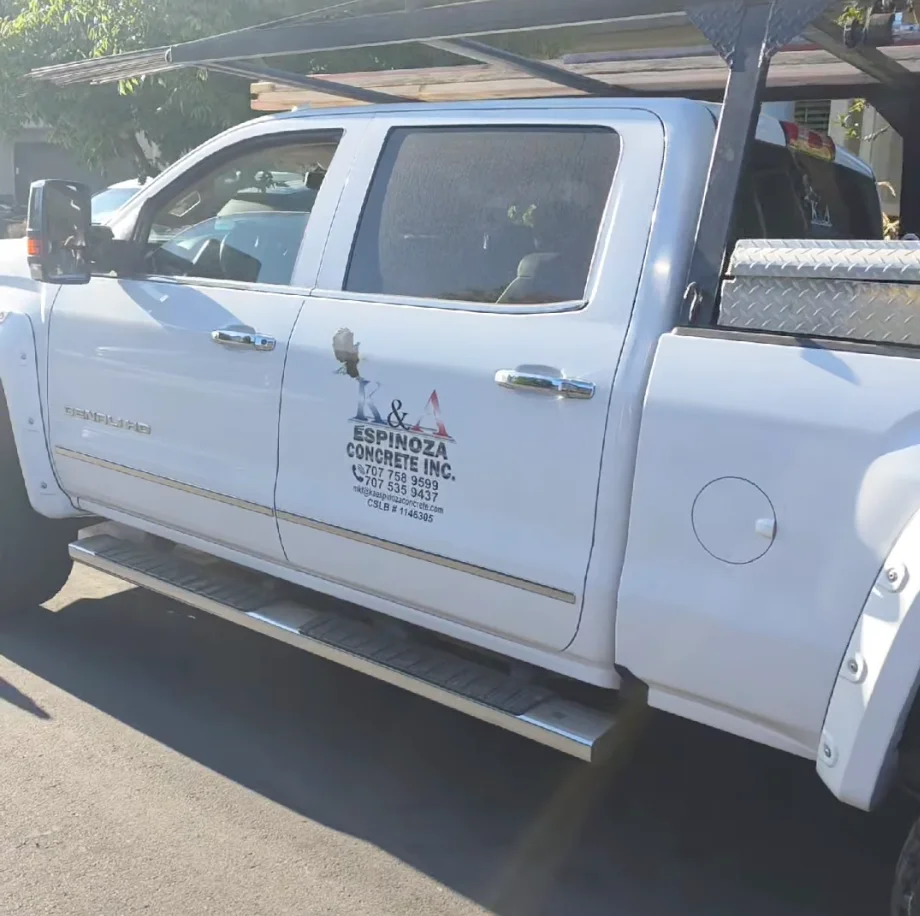 K&A Espinoza Concrete truck with company branding