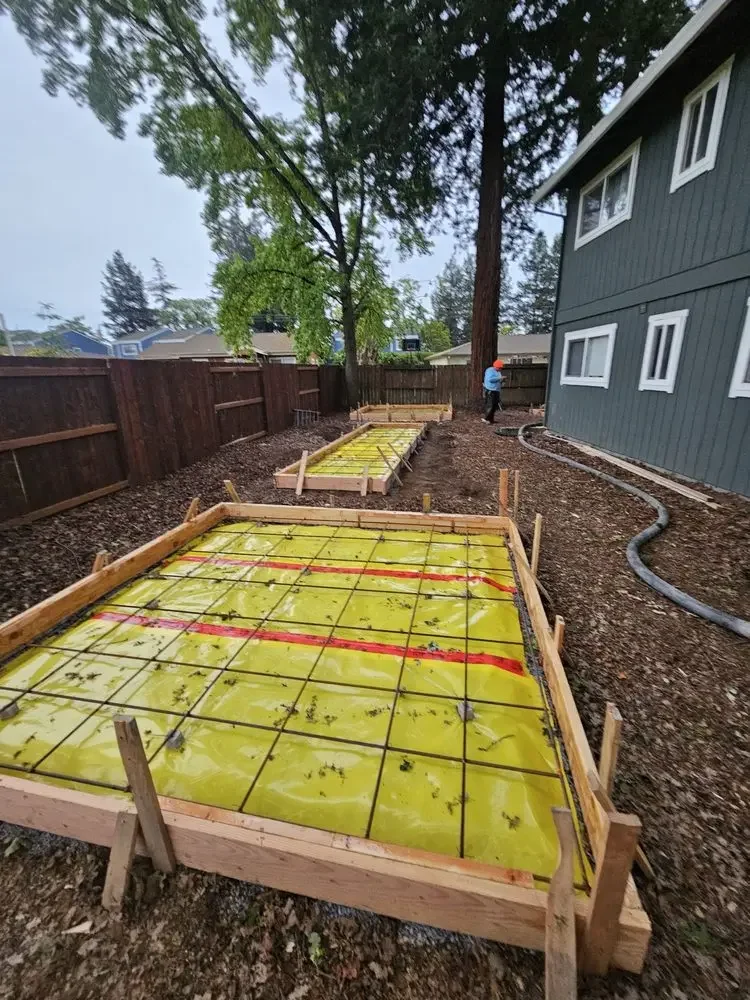 Reinforcement and forms prepared for concrete placement