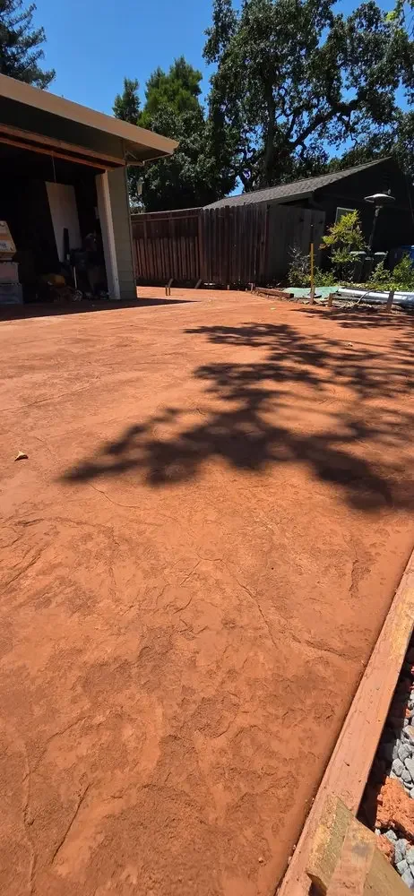 Colored concrete patio with joints